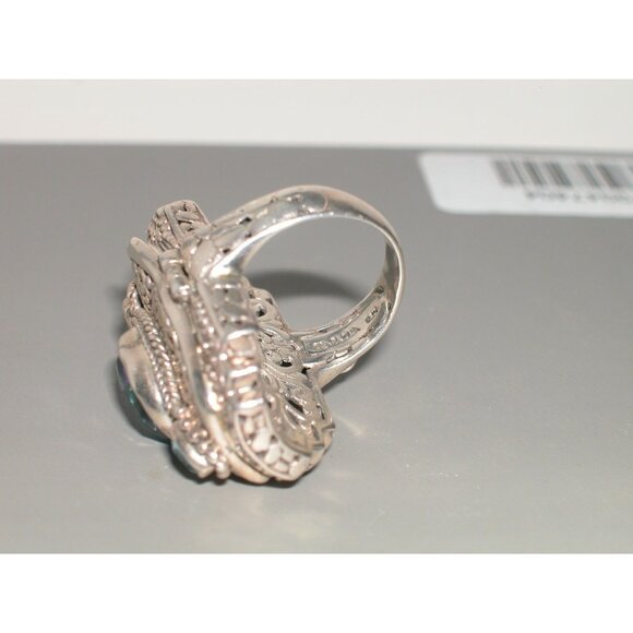 SARADA STERLING SILVER MYSTIC TOPAZ DOTS FILIGEE POISON RING - Picture 5 of 5